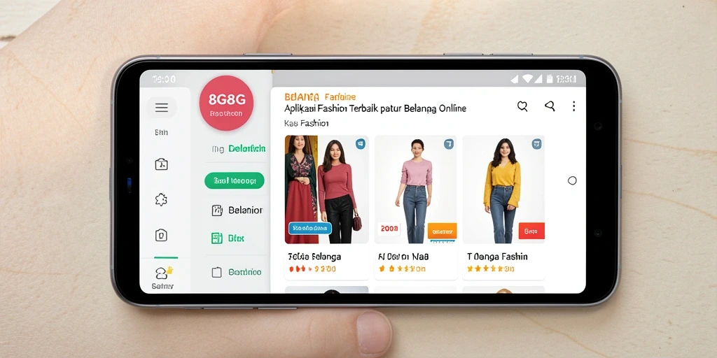 Tampilan antarmuka aplikasi 8G8G untuk berbelanja fashion.