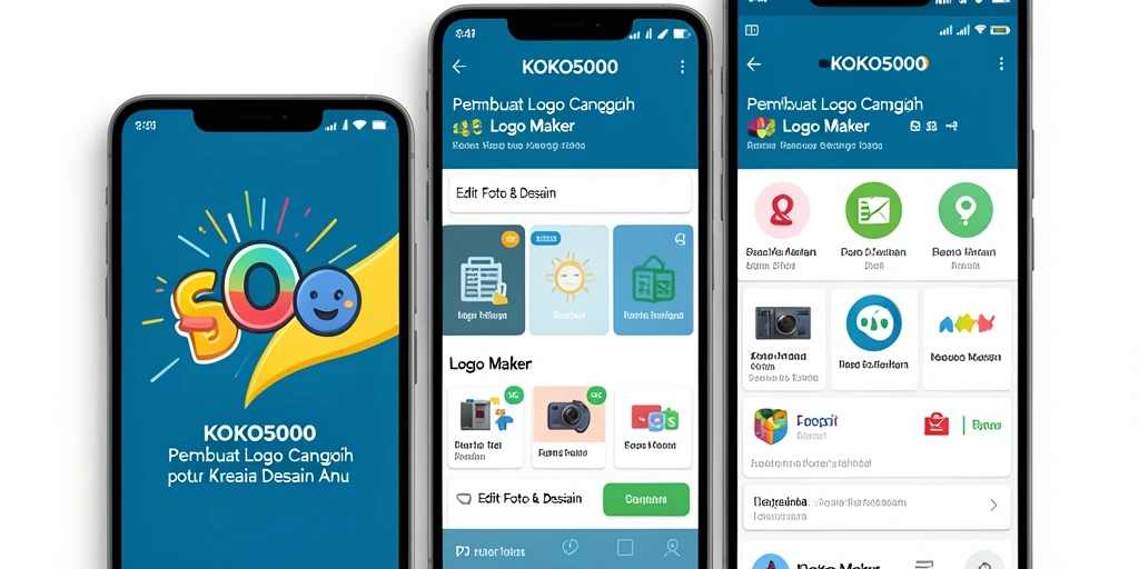 Antarmuka pengguna KOKO5000 yang memudahkan pembuatan logo.