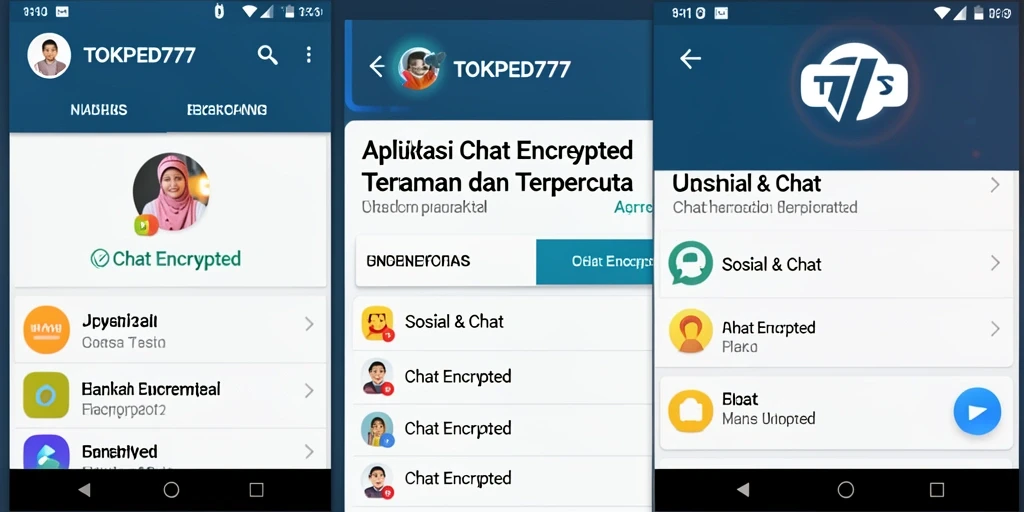Screenshot aplikasi TOKPED777 menampilkan antarmuka chatting yang aman dan modern.