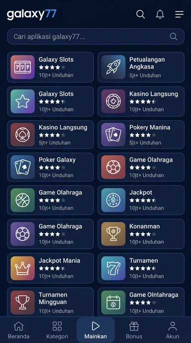Tampilan katalog aplikasi galaxy77