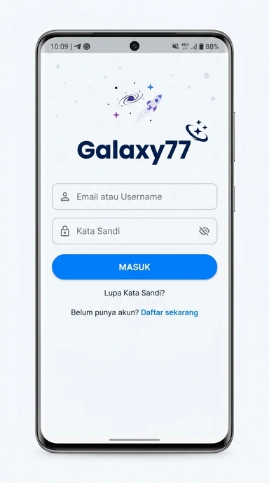 Tampilan halaman login galaxy77