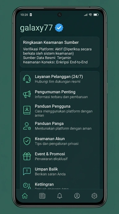 Tampilan kanal resmi galaxy77